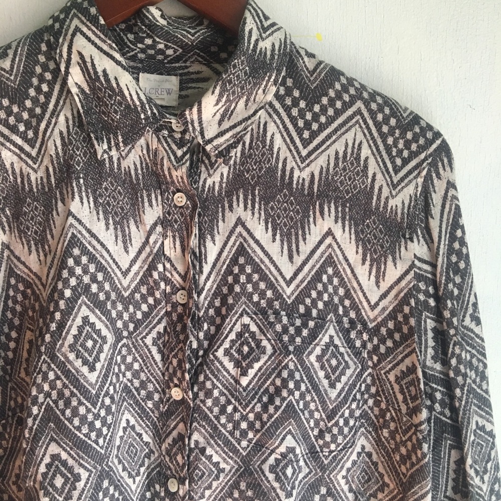 J Crew Large Geometric Aztec Print Button Down - image 4